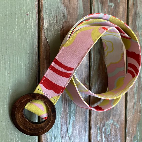 Pink, Red and Yellow Floral Fabric Belt - Picture 2 of 3